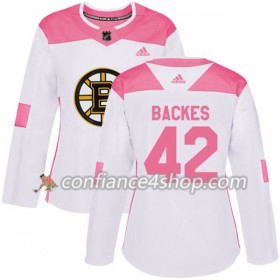 Adidas Maillot de Hockey Boston Bruins David Backes 42 2017-2018 Blanc Rose Fashion Authentic - Femme